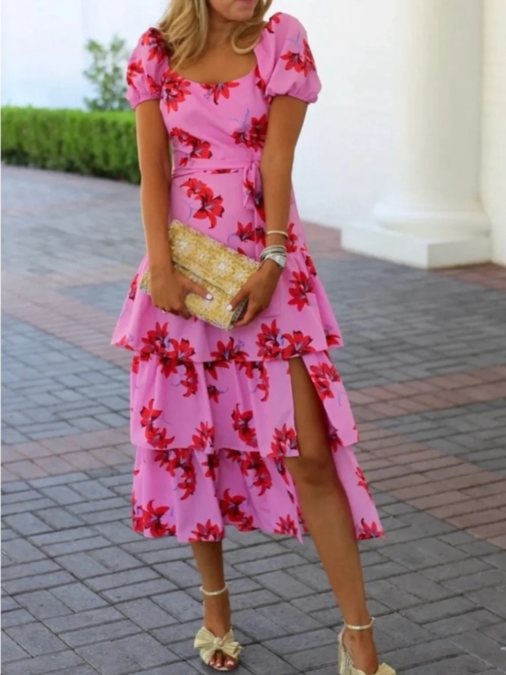 Likely Lottie Floral Puff Sleeve Tiered Ruffle Midi Dress - Picture 5 of 8